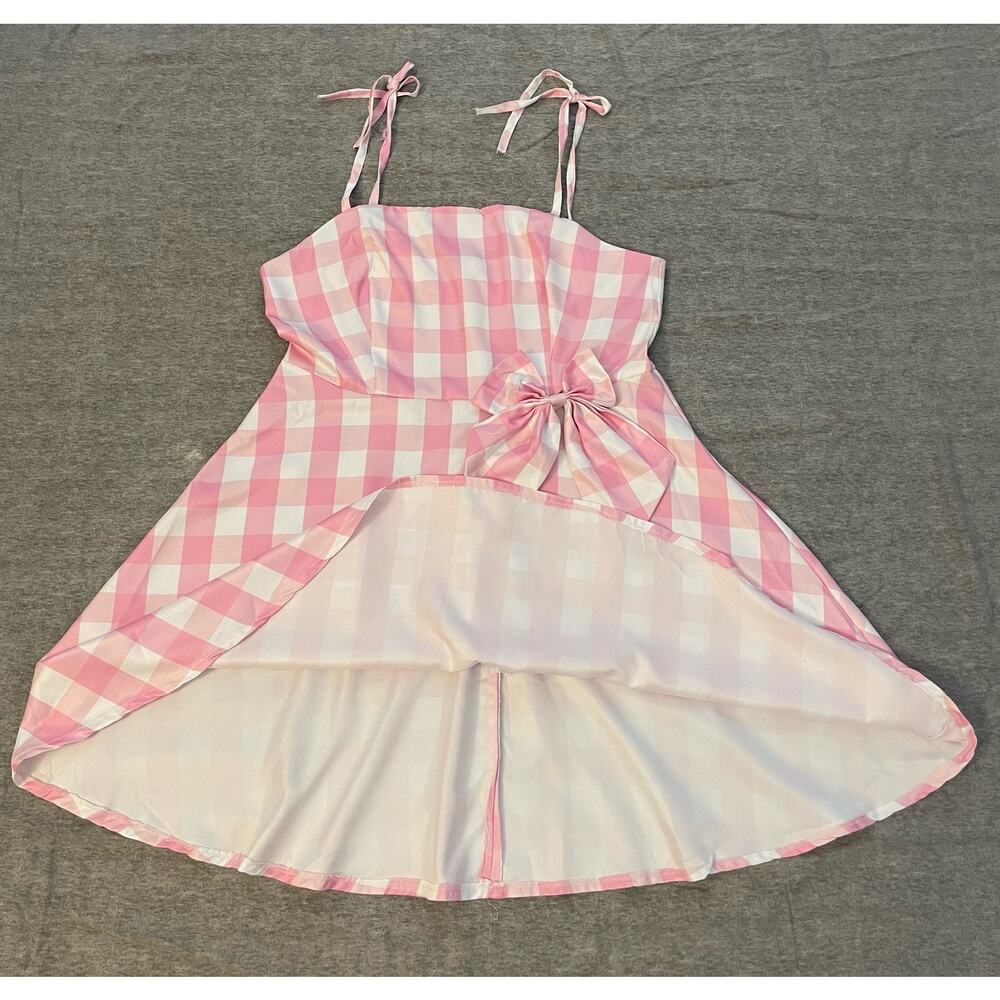 New Barbie Movie Womens XL Plaid Pink Dress Costume - Picture 9 of 12
